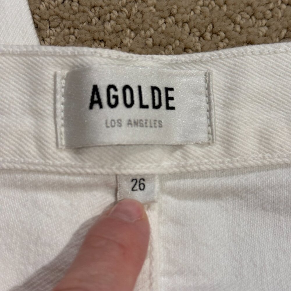 Agolde Lana Slice Jean in Element White Mid Rise Straight Leg Size 26 A9042-1183 - Picture 3 of 15